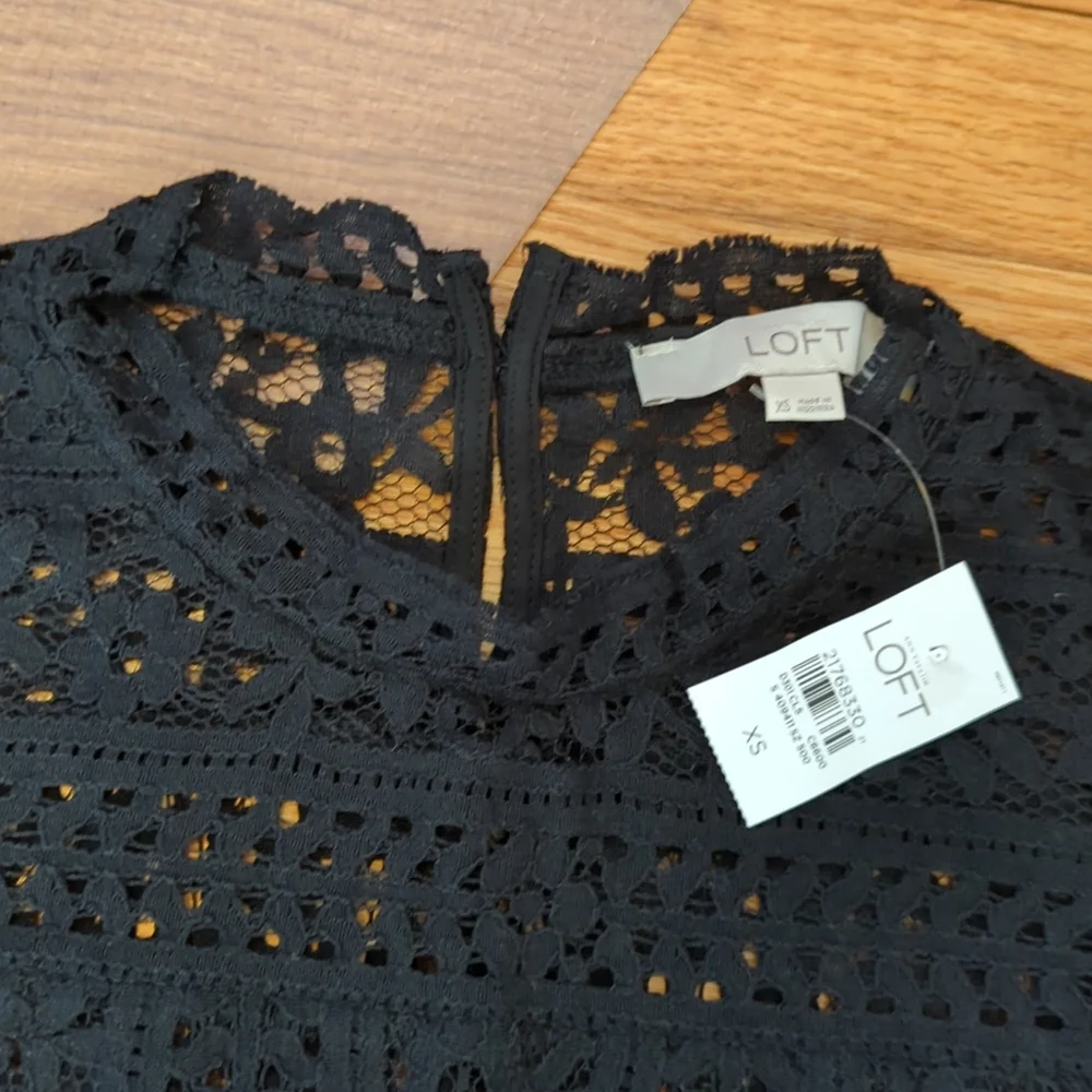 Loft black sheer lacy top - Picture 2 of 8